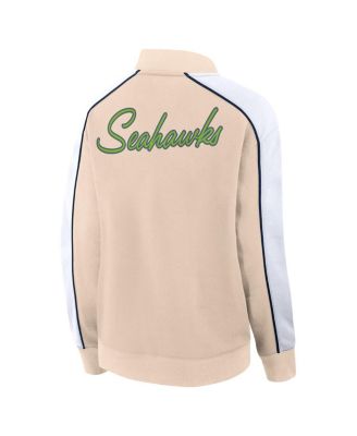 Women's Tan Seattle Seahawks Lounge Full-Snap Varsity Jacket