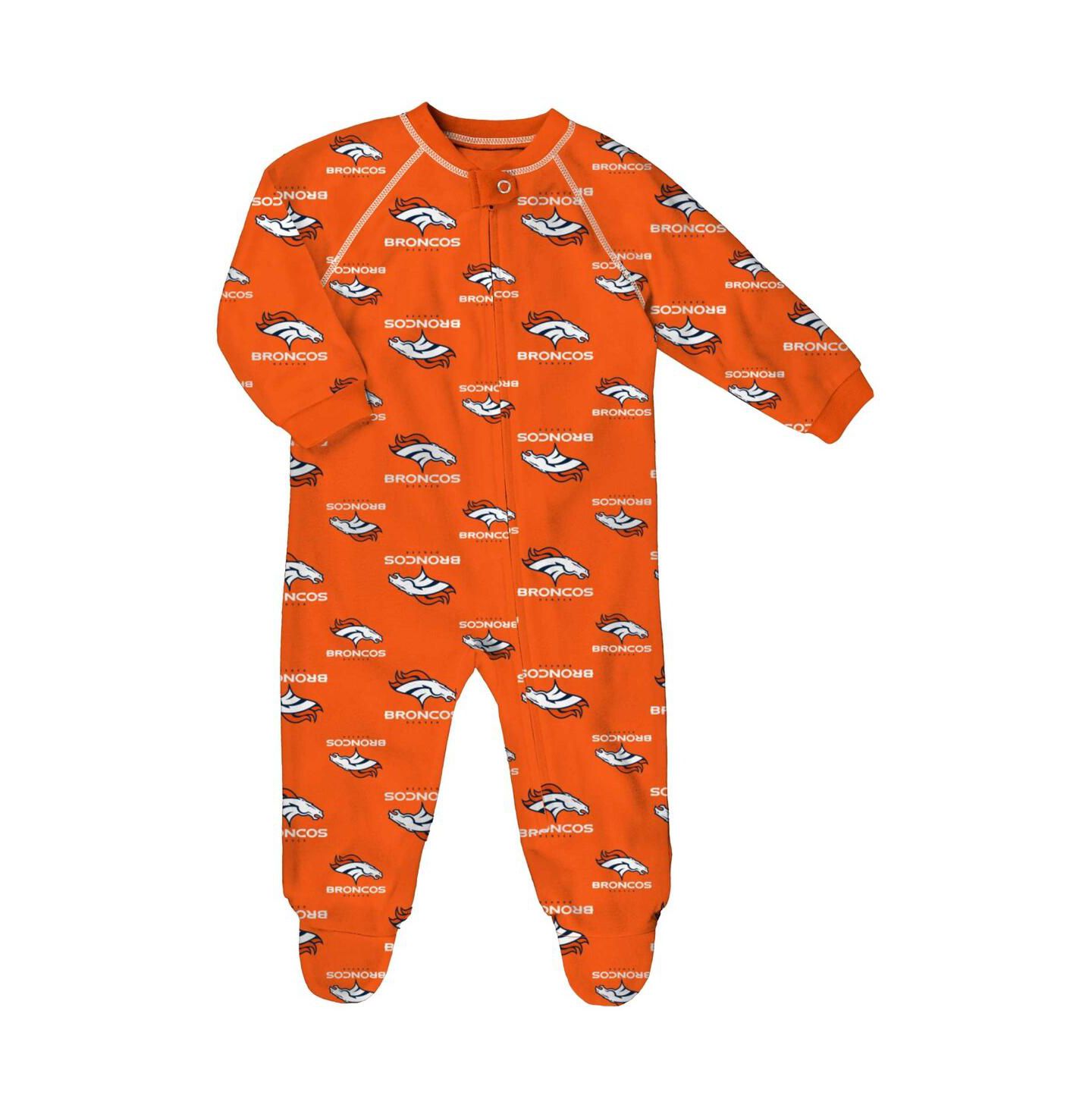 Детский свитер Outerstuff Infant Boys and Girls Orange Denver Broncos Allover Print Raglan Full-Zip Jumper — фото 1