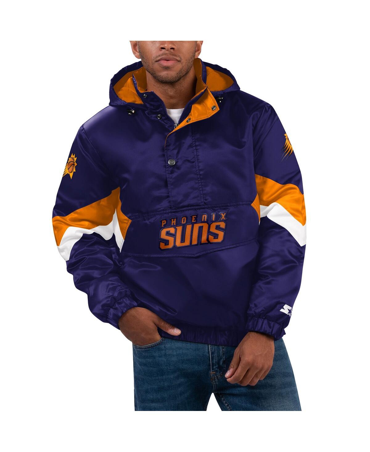 Men's Starter Purple Phoenix Suns Force Play Satin Hoodie Half-Zip Jacket - Purple