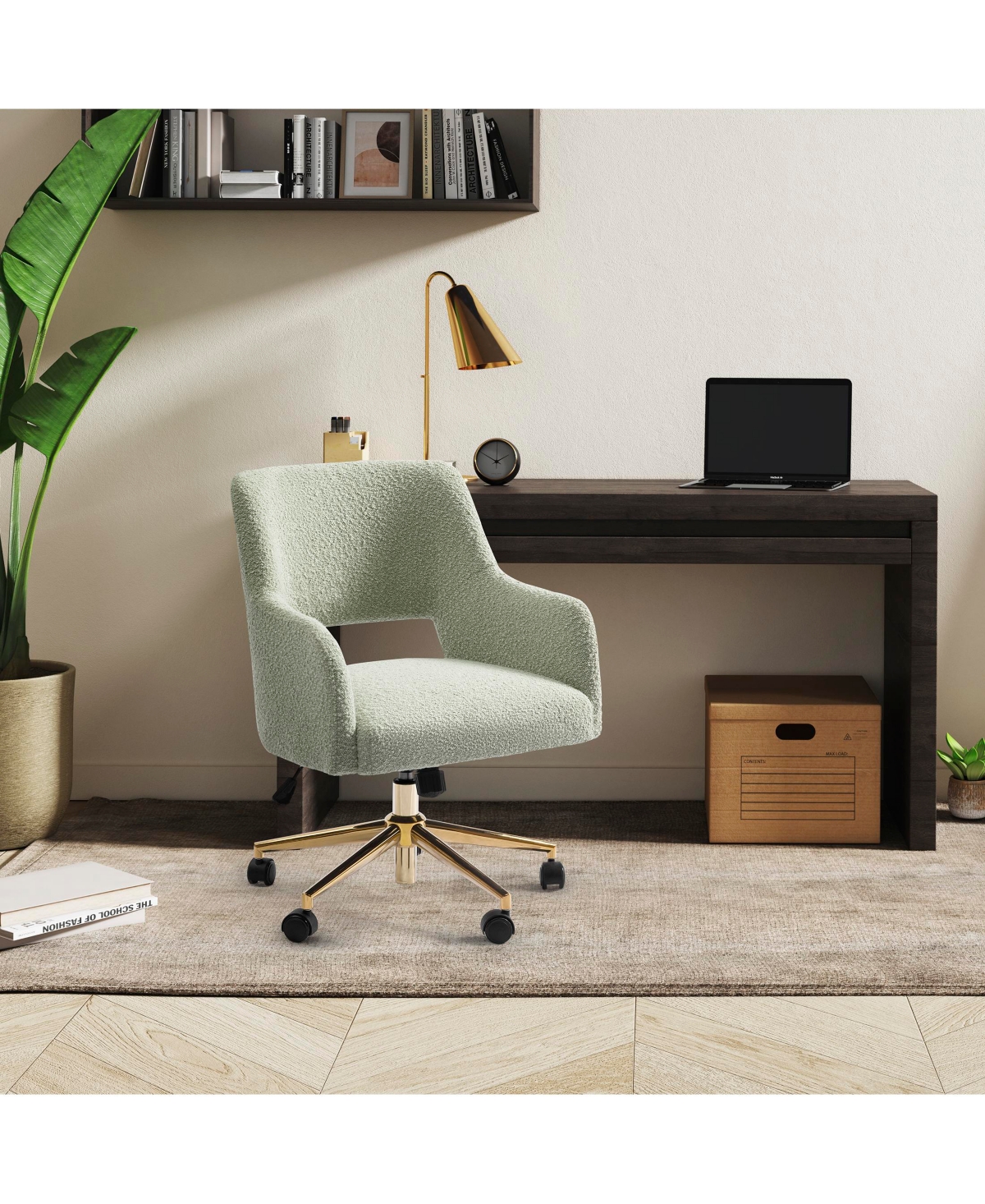 Mid-Century Modern Swivel Office Vanity Chair with Wheels (Set of 2)