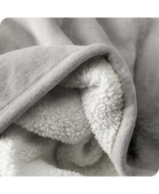 Sherpa Collection Reversible Plush Fleece & Faux Shearling Blanket, Full/Queen