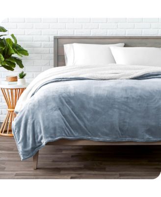 Sherpa Collection Reversible Plush Fleece & Faux Shearling Blanket, Full/Queen