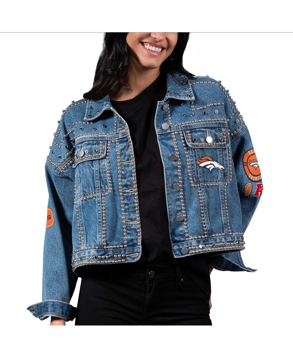 Shop G-iii 4her By Carl Banks Women's  Denver Broncos First Finish Medium Denim Full-button Jacket In Blue