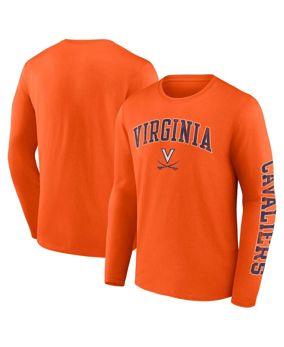 Fanatics Men's  Orange Virginia Cavaliers Distressed Arch Over Logo Long Sleeve T-shirt