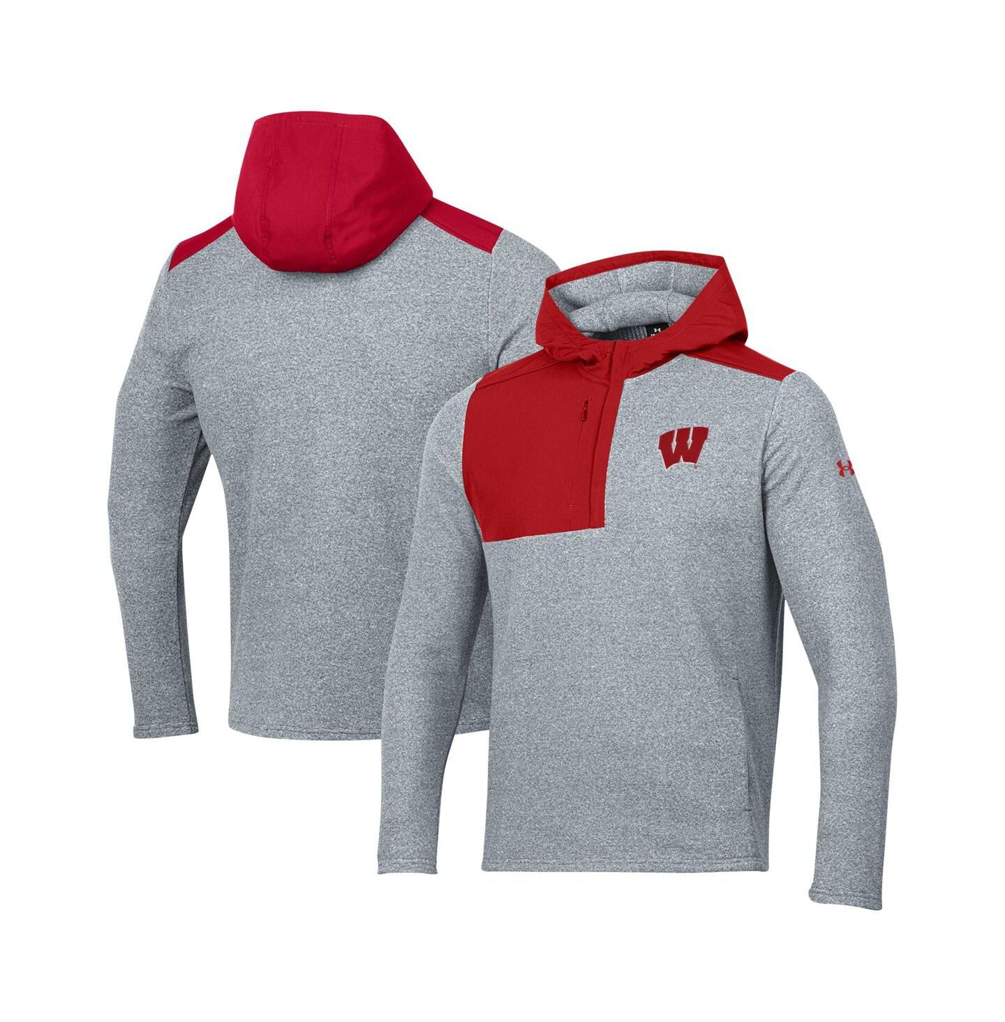 Мужская куртка Under Armour Gray Wisconsin Badgers Survivor Fleece Quarter-Zip — фото 1