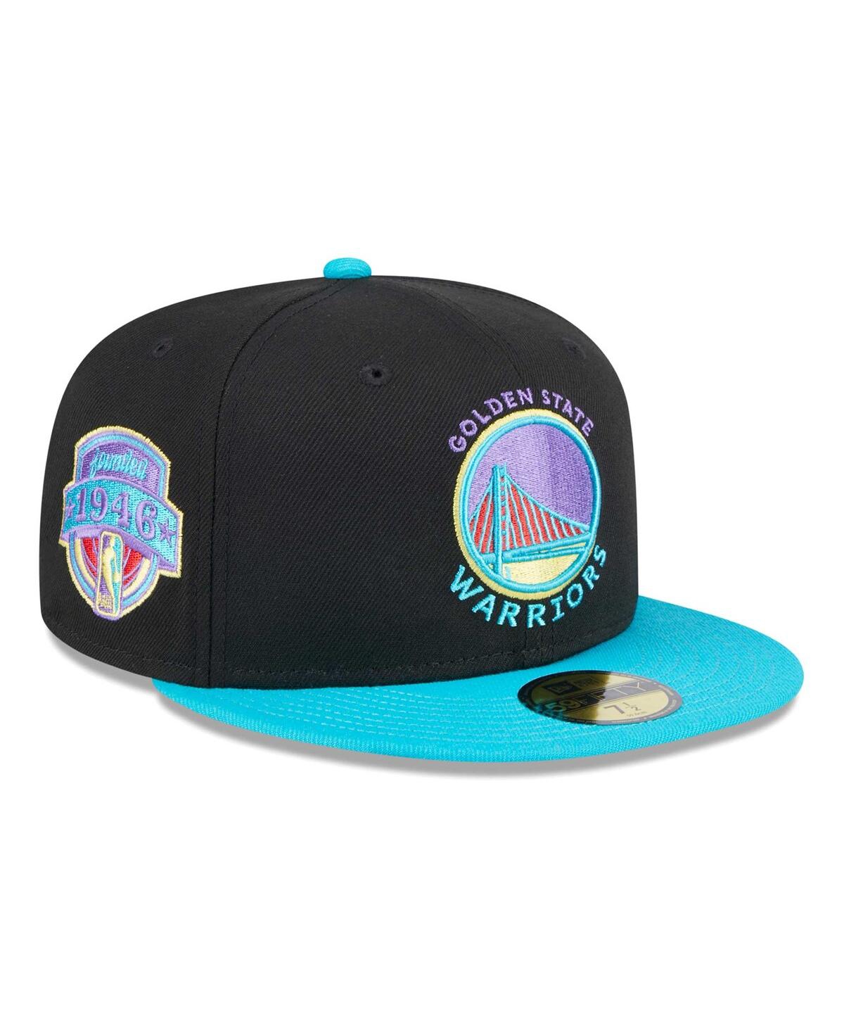 Men's New Era Turquoise Golden State Warriors Arcade Scheme 59FIFTY Fitted Hat - Turquoise