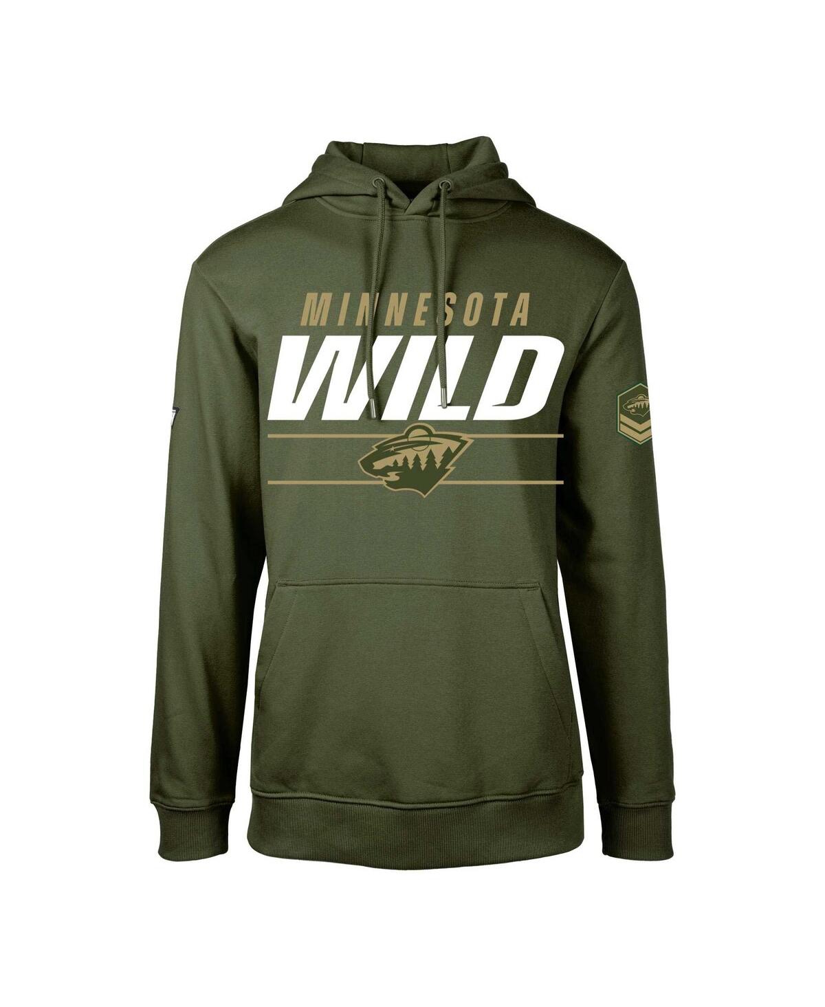 Men's LevelWear Olive Minnesota Wild Podium Fleece Pullover Hoodie - Olive