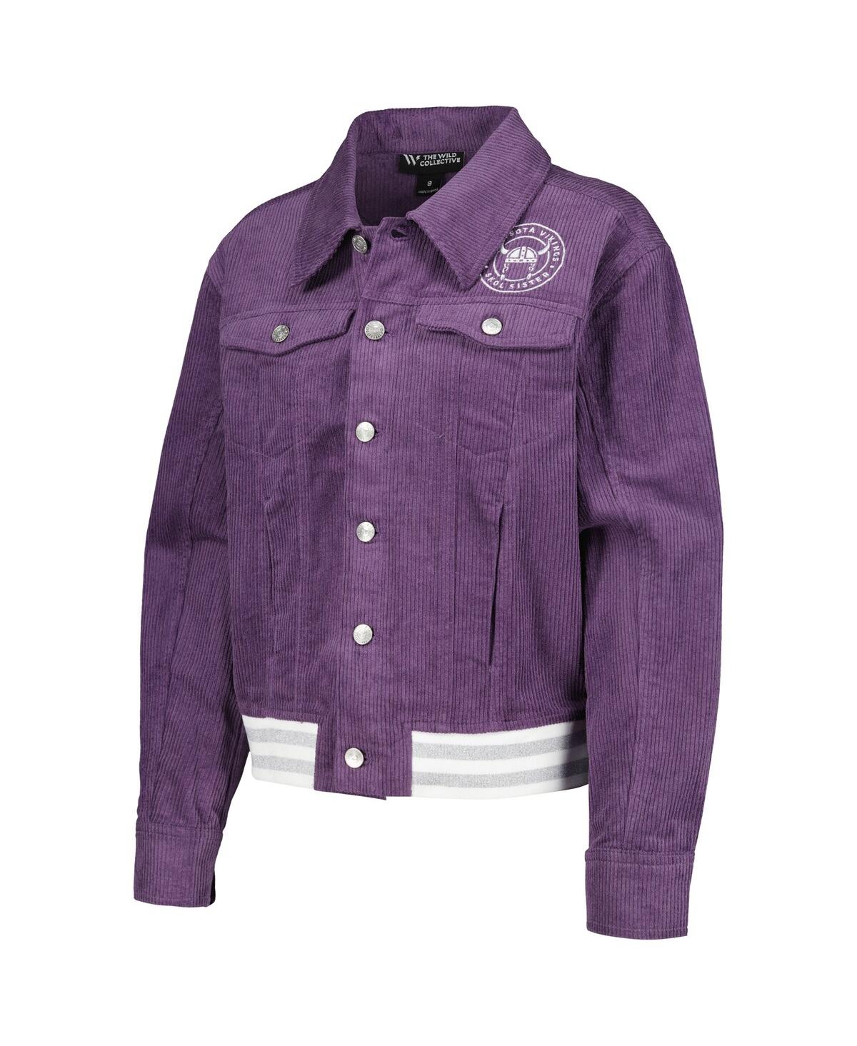 Shop The Wild Collective Women's  Purple Minnesota Vikings Corduroy Button-up Jacket
