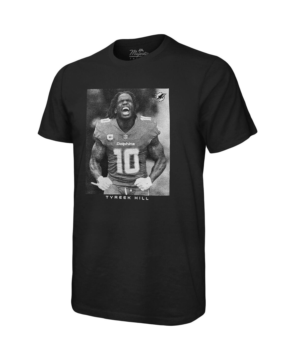 Shop Majestic Men's  Threads Tyreek Hill Black Miami Dolphins Oversized Player Image T-shirt