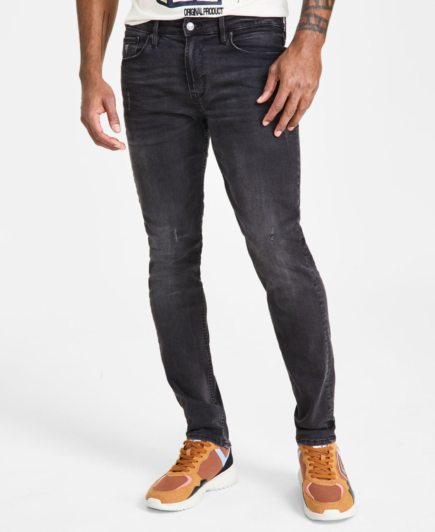 Мужские джинсы GUESS Distressed Slim Tapered Fit, цвет: Idaho — фото 1