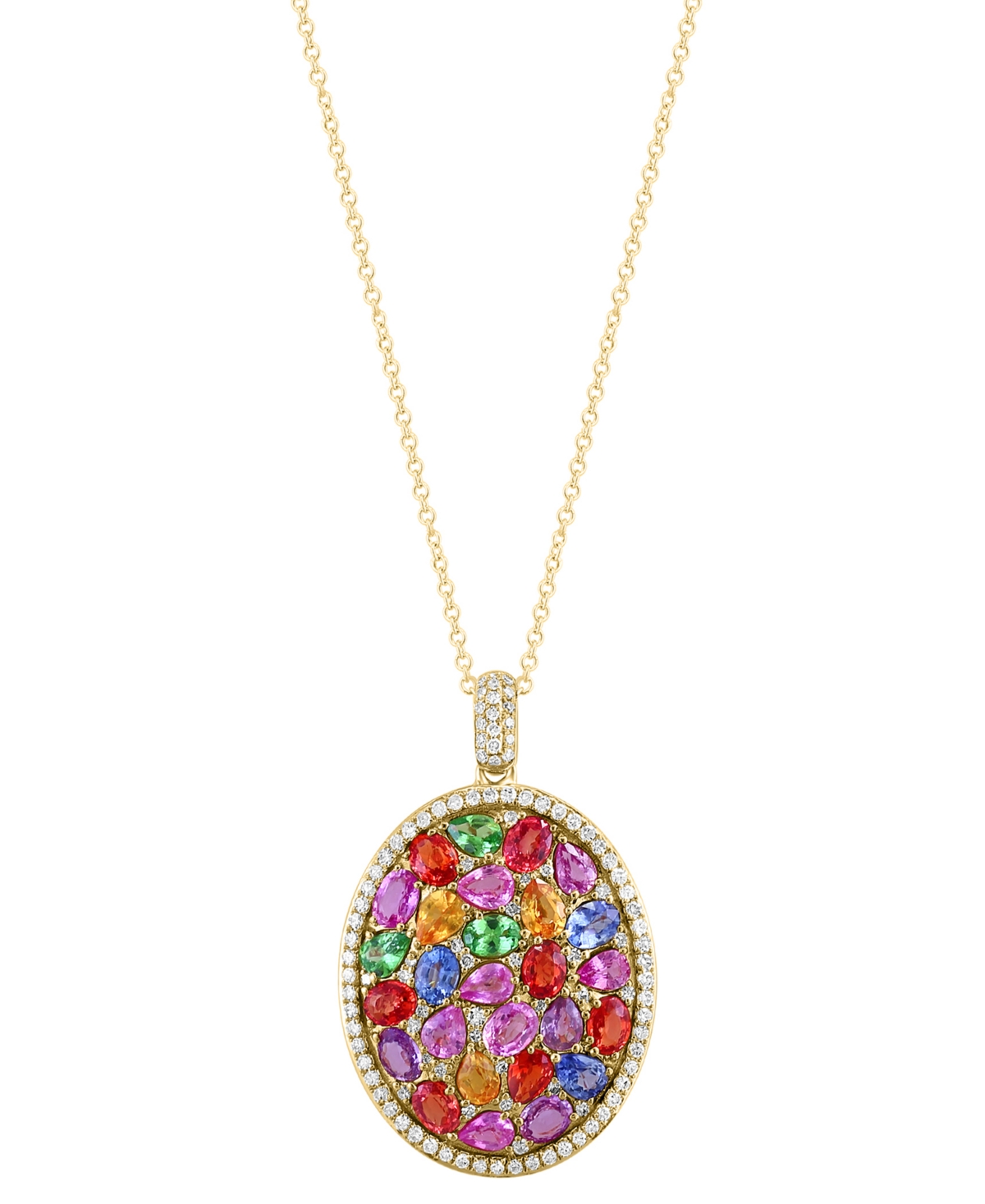Shop Effy Collection Effy Multi-gemstone (5-7/8 Ct. T.w.) & Diamond (1/2 Ct. T.w.) 18" Pendant Necklace In 14k Gold
