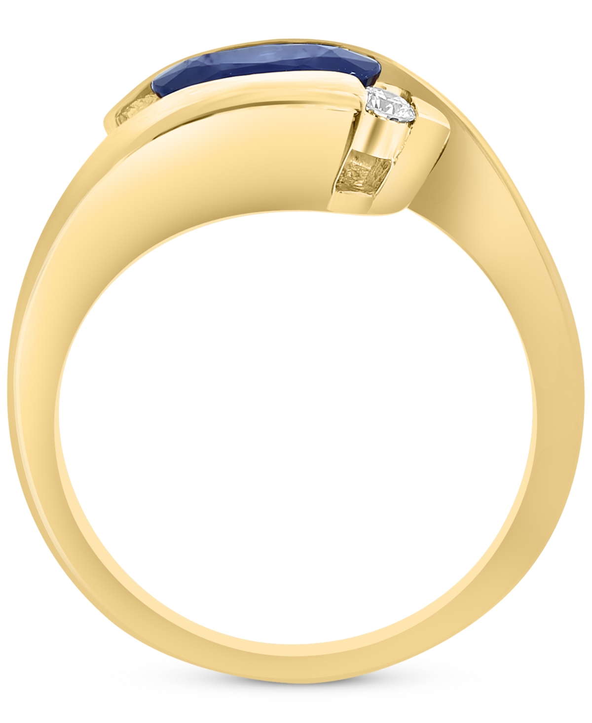 Shop Effy Collection Effy Sapphire (1-3/8 Ct. T.w.) & Diamond (1/20 Ct. T.w.) Statement Ring In 14k Gold