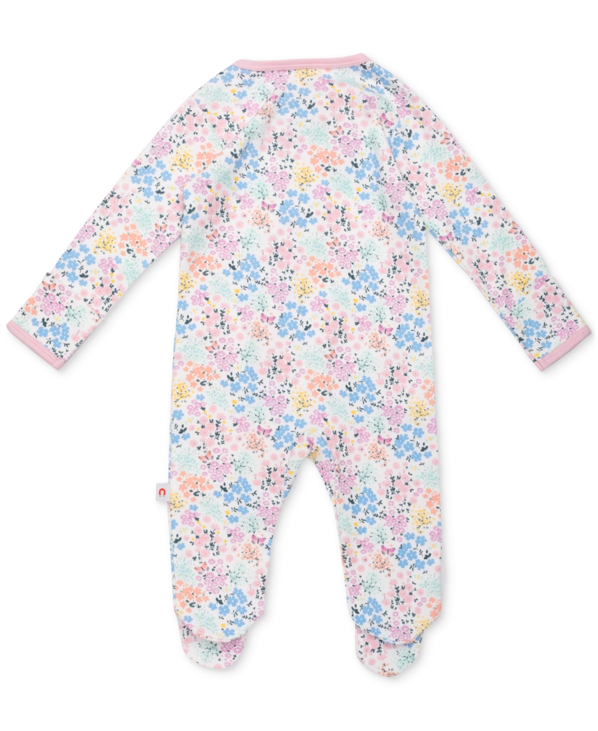 Easy = Magnetic Close Baby Girls Magnetic Printed Cotton Footed Coverall