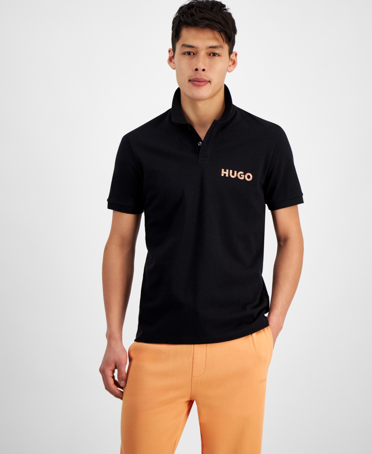 Shop Hugo By  Boss Men's Regular-fit Logo-print Polo Shirt, Created For Macy's In Black