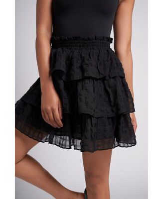Women's Serena Ruffled Knee Length Tiered Skirt with Smocked Waist