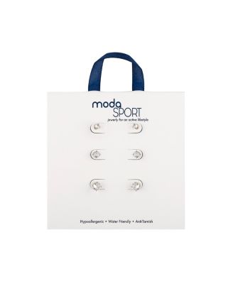 Clear Cubic Zirconia Stud Earring 3 Pc Set