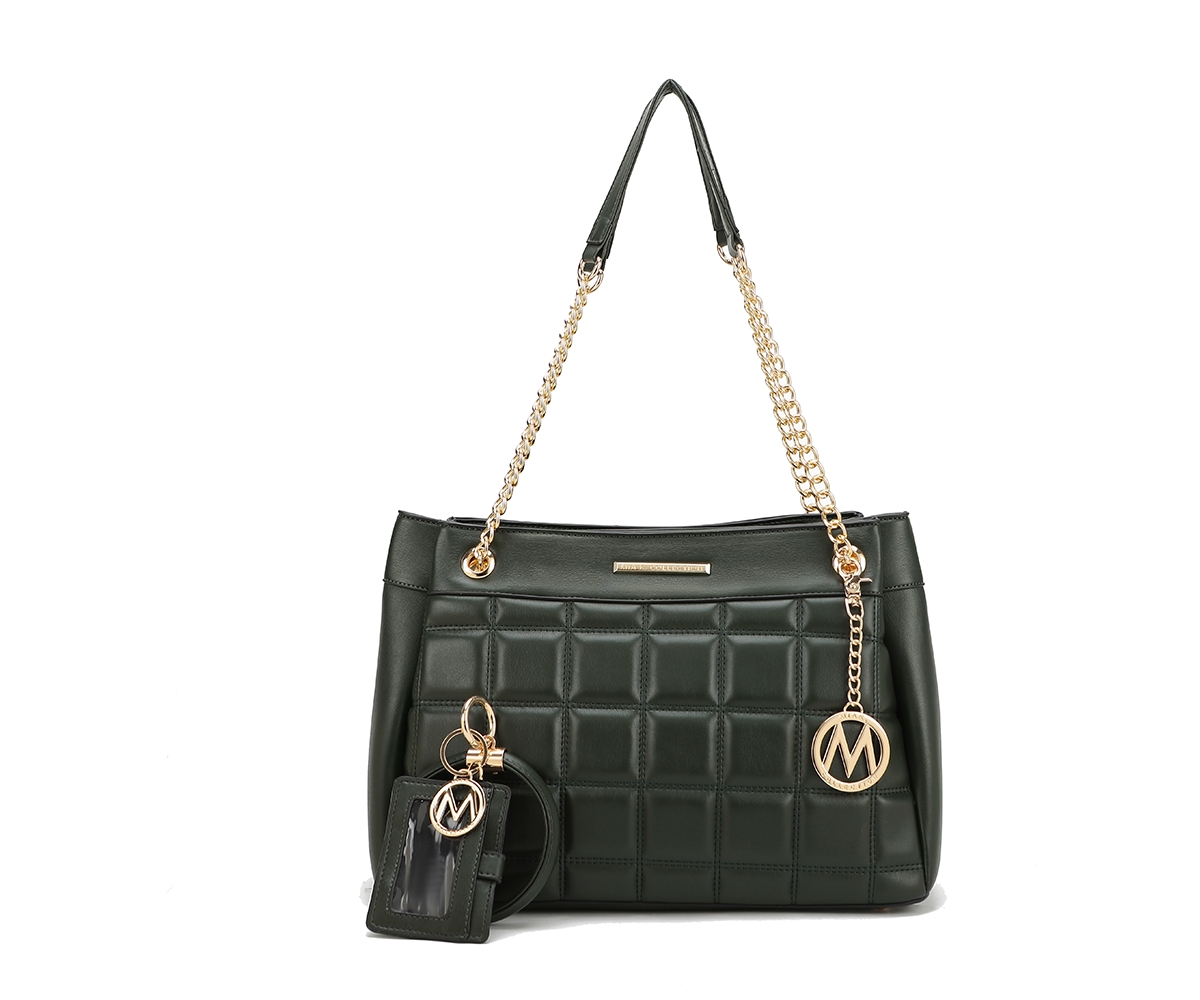 Mkf Collection Mabel Quilted shoulder Bag with Bracelet Keychain with a Credit Card Holder by Mia K