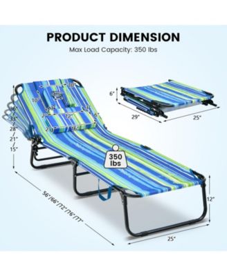 Beach Chaise Lounge Chair with Face Hole and Removable Pillow