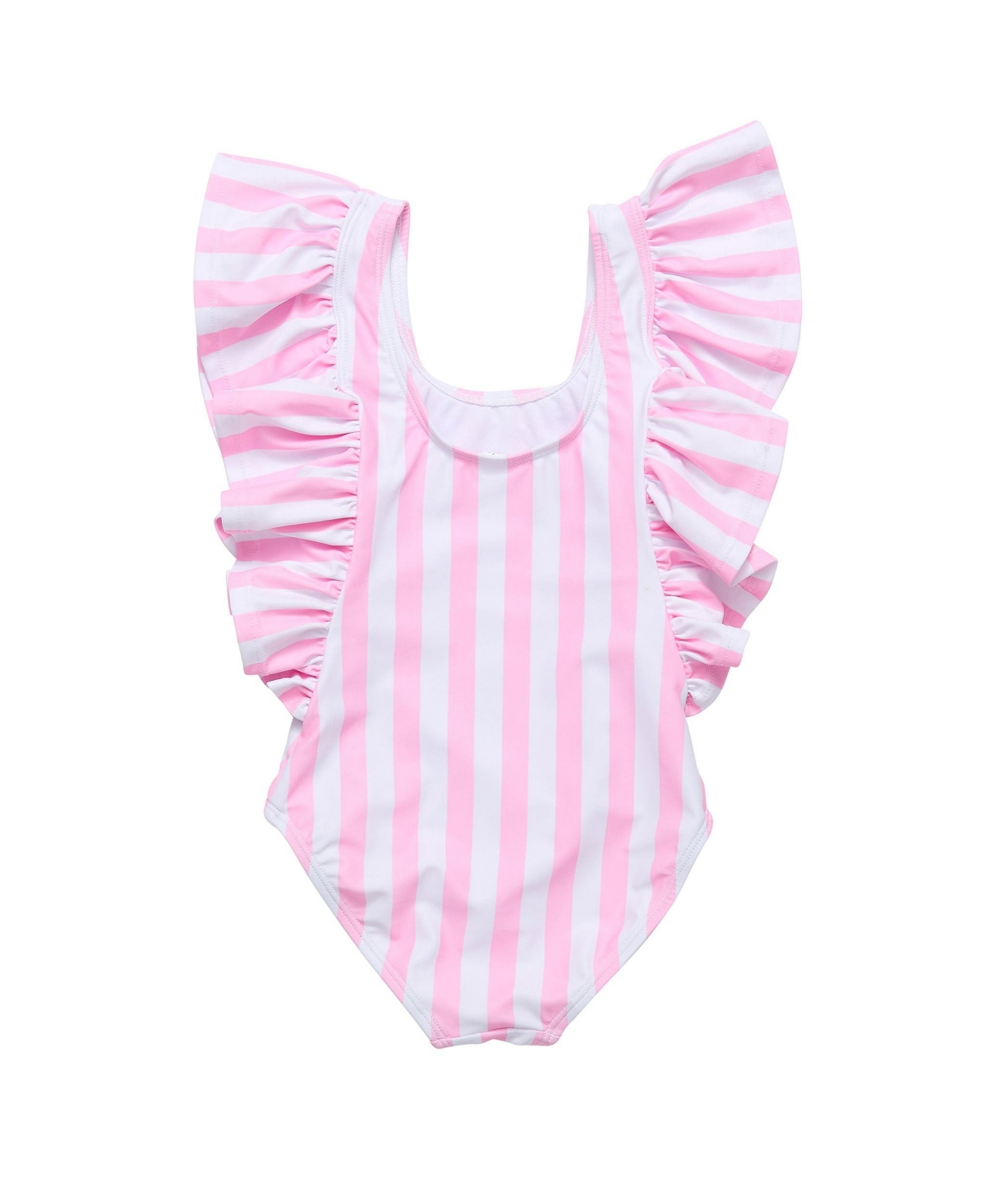 Stripe Wide Frill Swimsuit Girls Infant - Pink