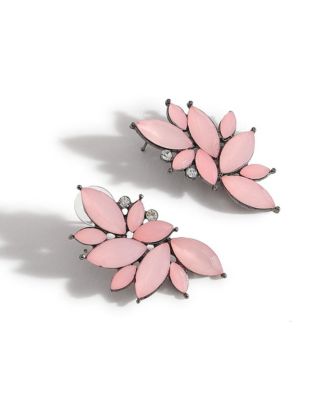 Women's Pink  Embellished Cluster Stud Earrings
