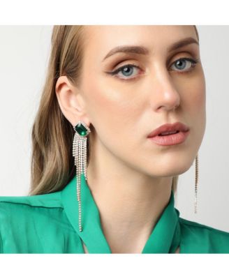 Women's Green  Bling Drop Earrings