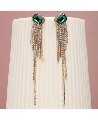 Women's Green  Bling Drop Earrings