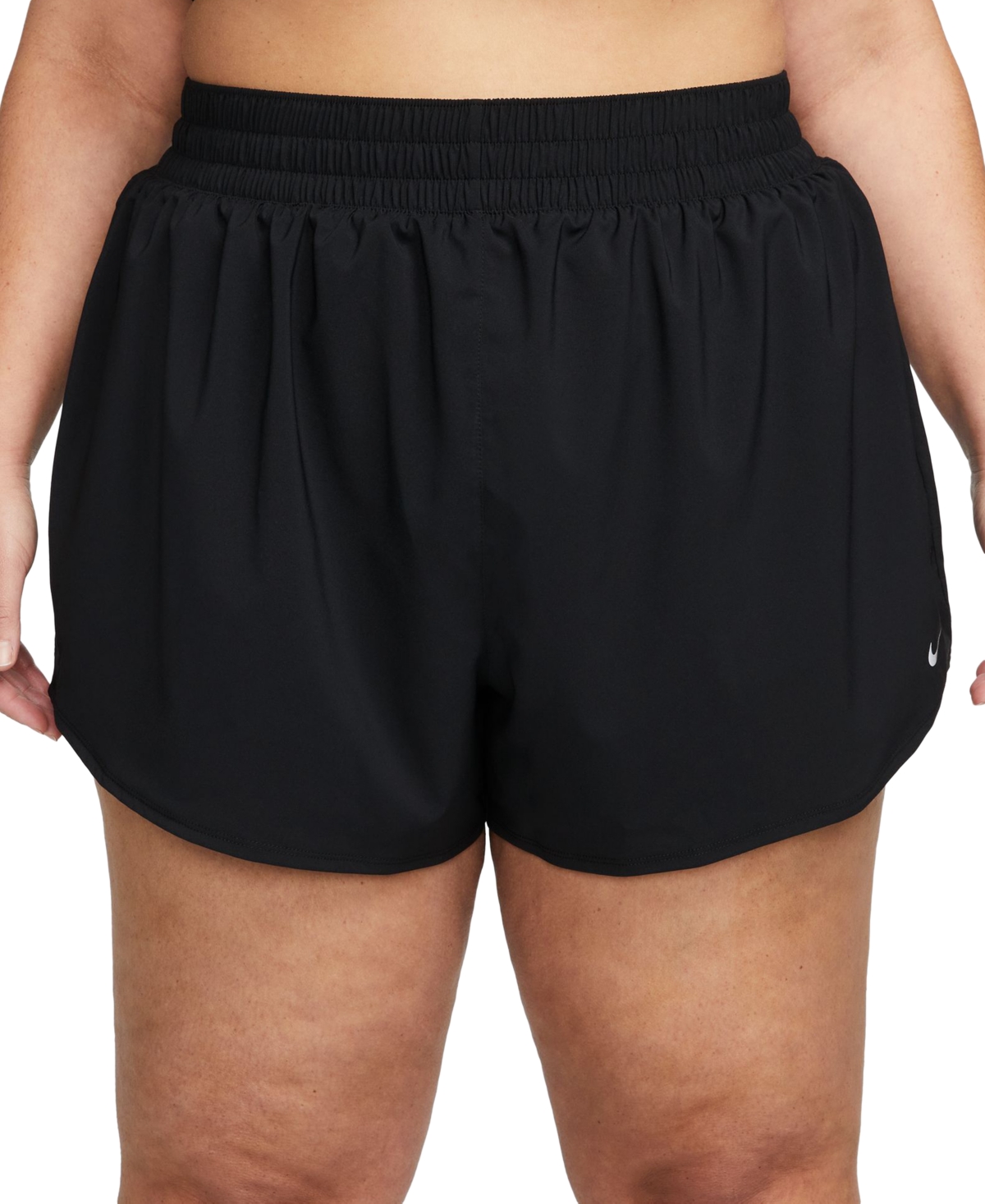 Nike Plus Size One Dri-fit Shorts In Black,reflective Silver