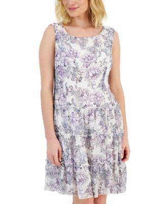 Petite Printed Dress and Tie Jacket