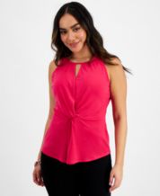 Soft Pink Satin Halter Blouse - Women's Evening Shirts