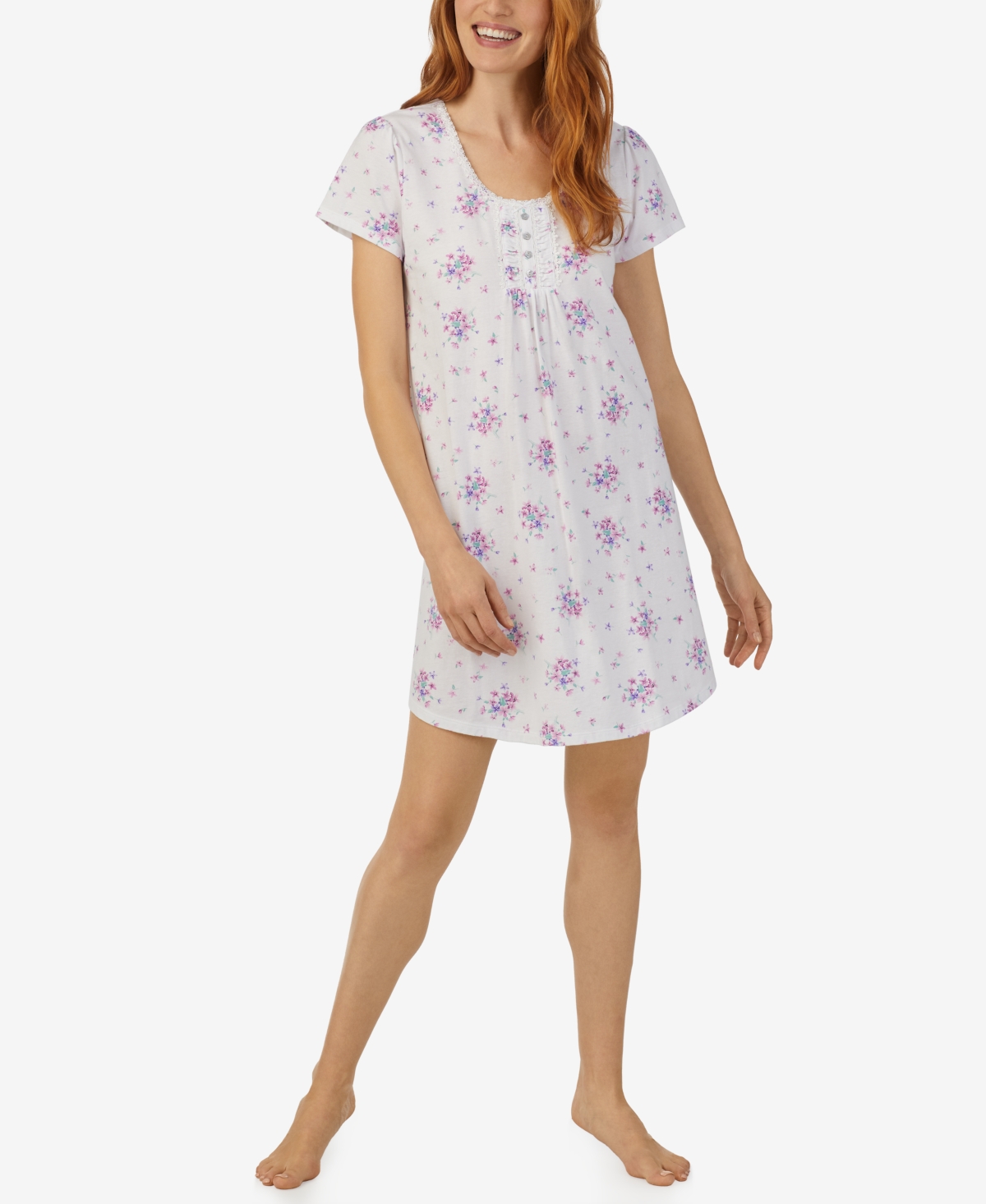 Aria Women's Cap Sleeve Sleepshirt Nightgown In Floral Print
