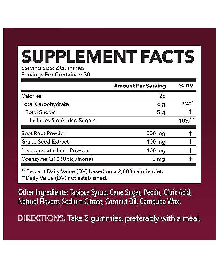 Havasu Nutrition Beet Root + COQ10 Gummies Nitric Oxide Booster for