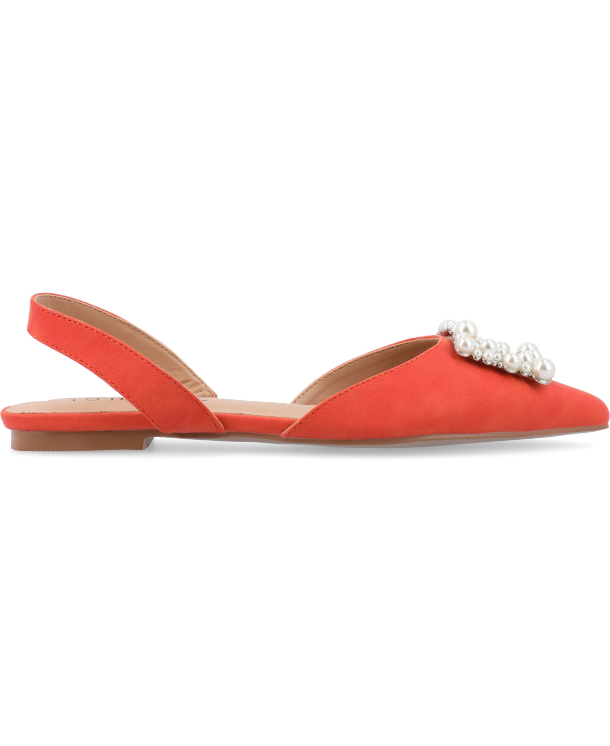 Shop Journee Collection Women's Hannae Embellished Slingback Flats In Orange