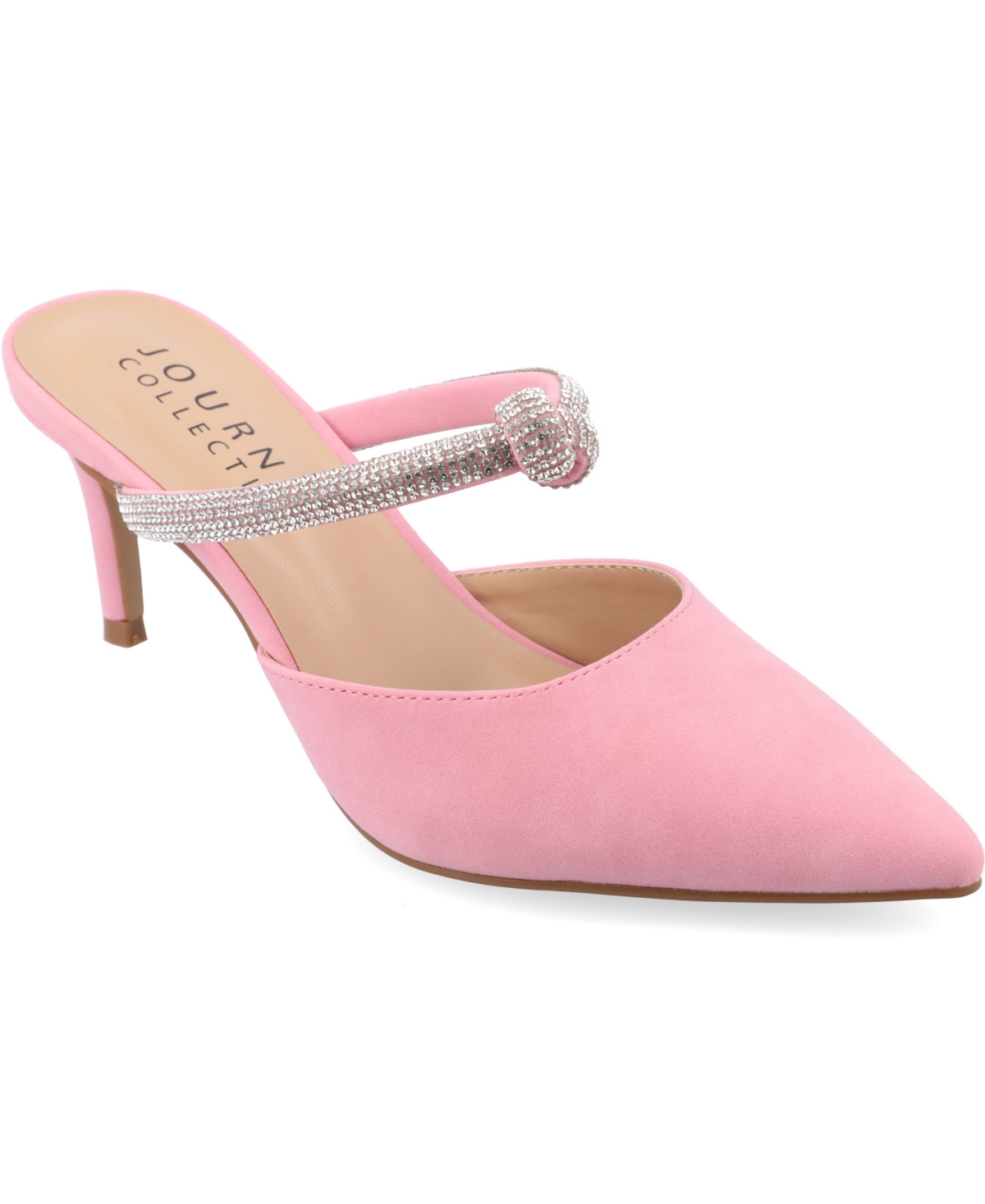 Shop Journee Collection Women's Lunna Wide Width Mules Mid Stiletto Pointed Toe Pumps In Pink