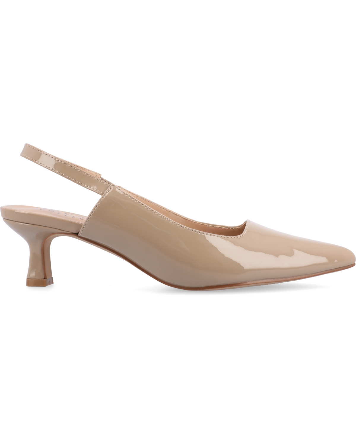 Journee Collection Women's Paulina Wide Width Kitten Heel Slingback Pumps In Taupe Patent