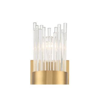 Gillery Modern Wall Light Sconce Warm Brass Hardwire 5" 2-Light Fixture Clear Glass Rods for Bedroom Bathroom Vanity Reading Living Room Home