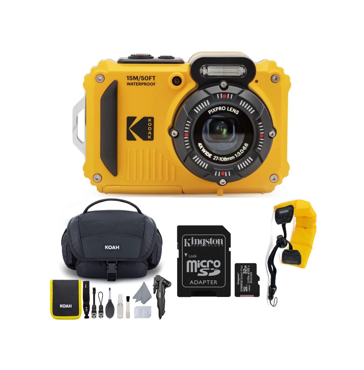 Kodak Pixpro Wpz2 Rugged Waterproof 16mp Digital Camera With Accessory Bundle In Yellow