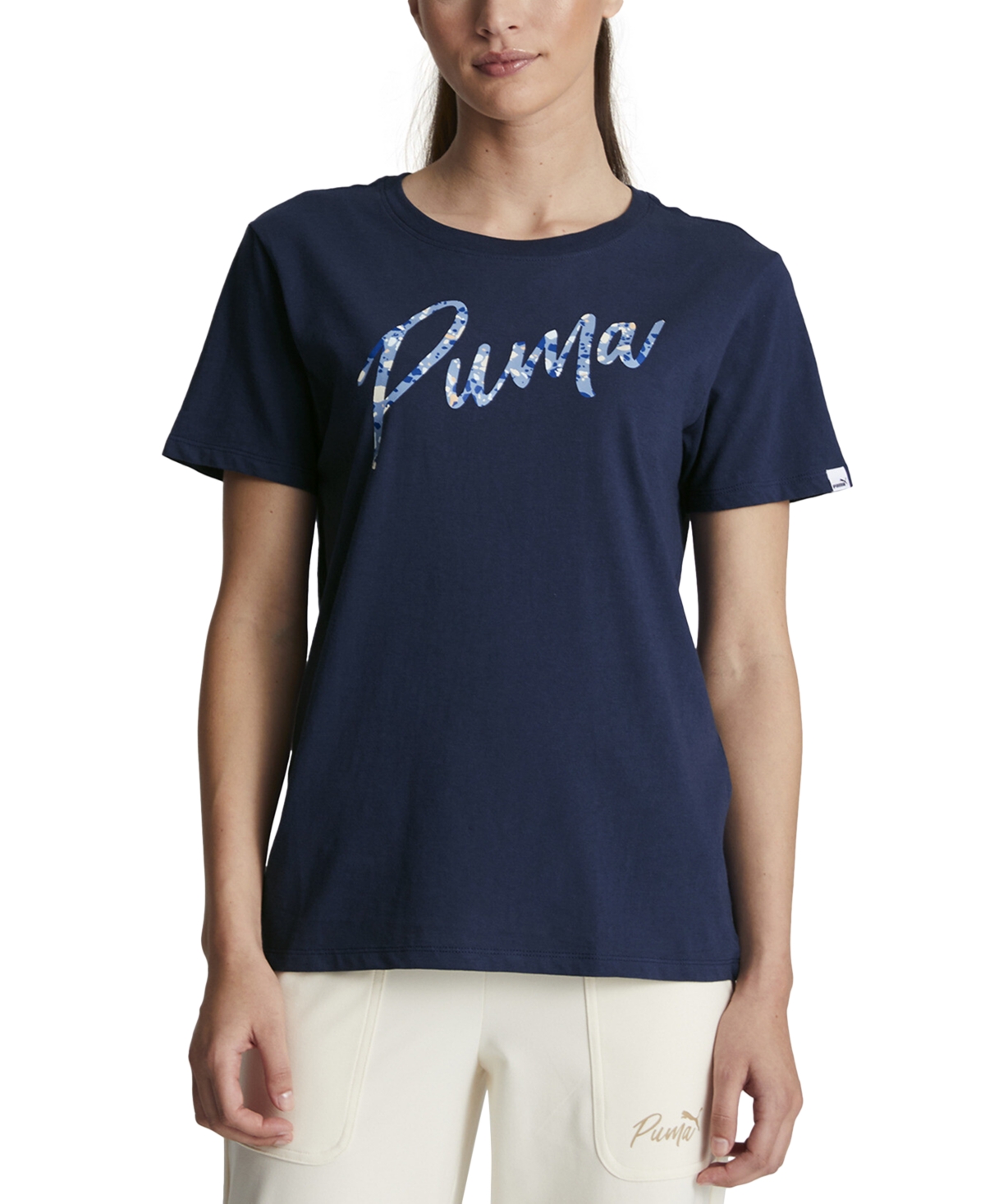 Puma Women's Live In Cotton Graphic Short-sleeve T-shirt In Club Navy