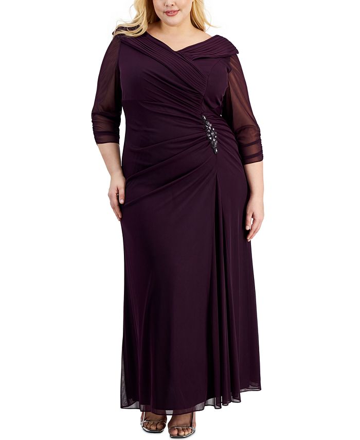 Alex evenings faux wrap brooch cheap dress