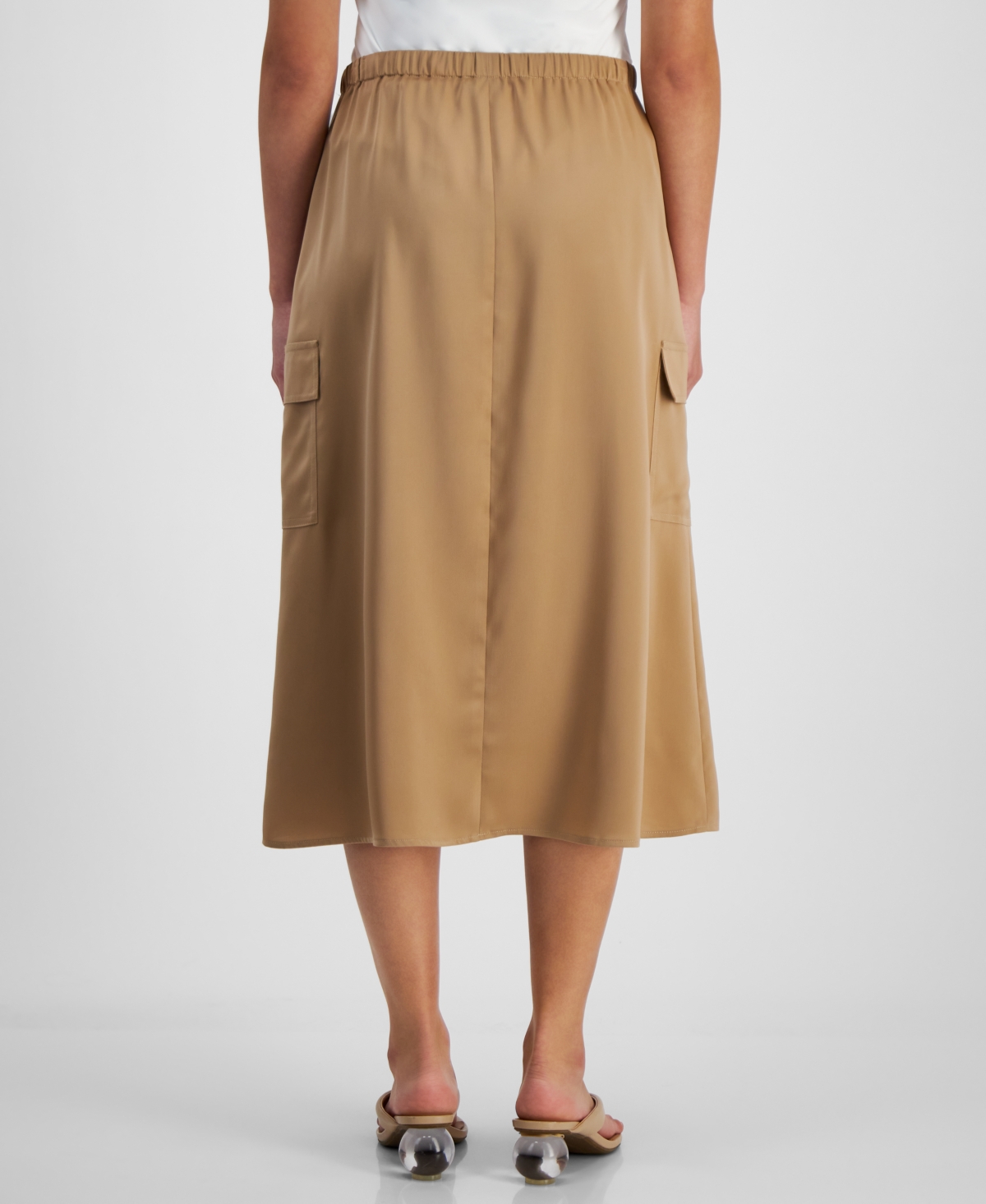 Shop Bar Iii Women's Drawstring Waist Cargo Midi Skirt, Created For Macy's In Barley Field