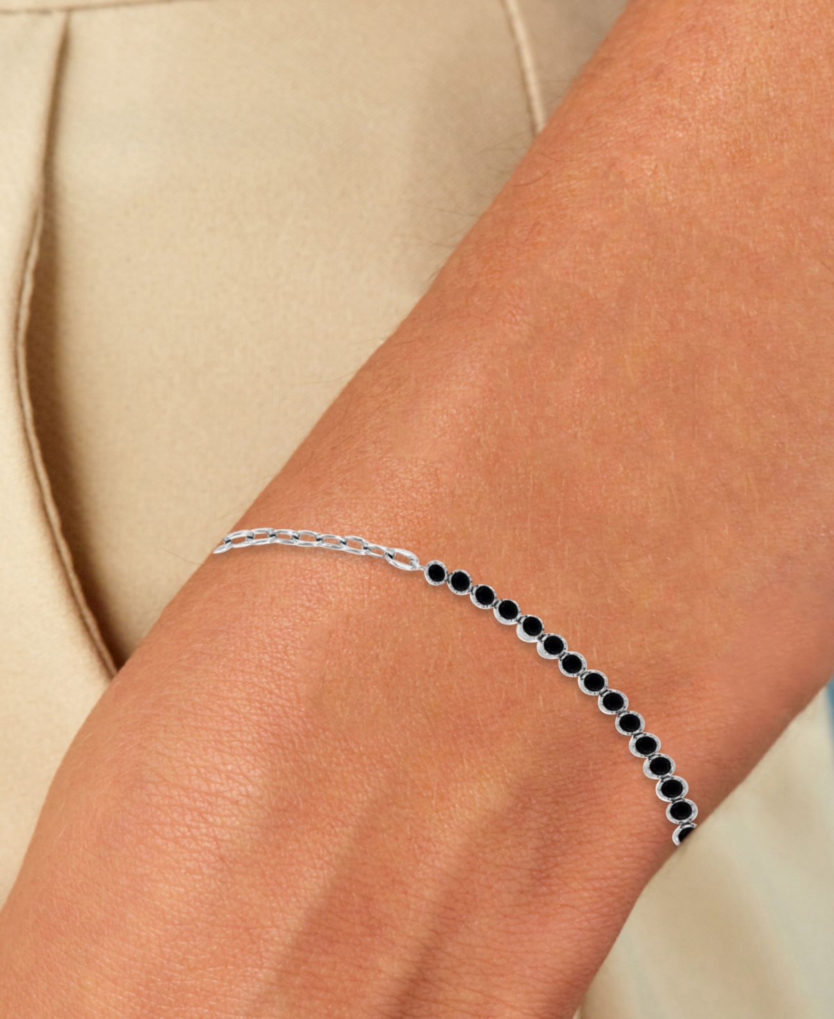 Half Tennis Bracelet (1-5/8 ct. t.w.) in Sterling Silver - Black Spinel