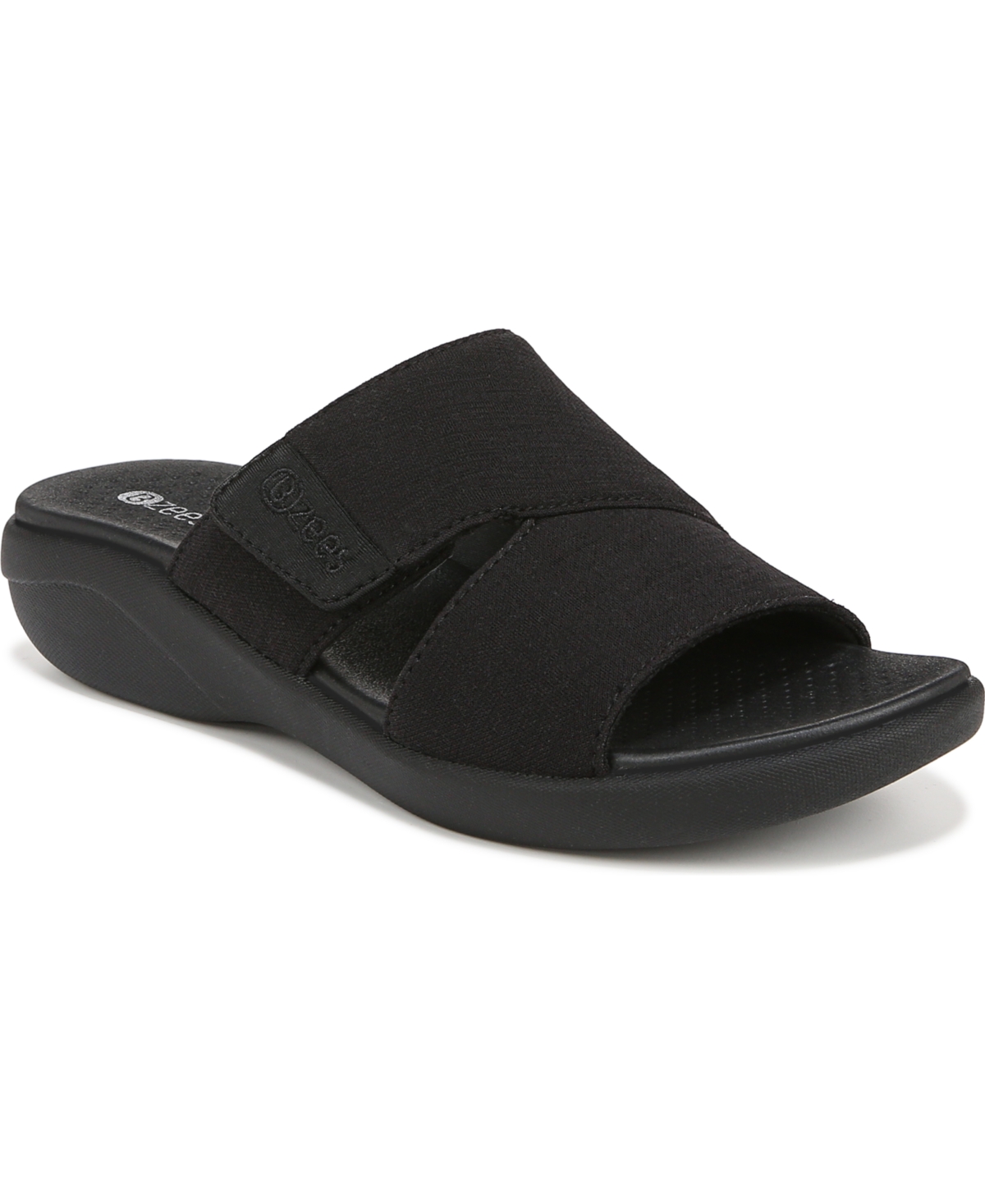 Shop Bzees Carefree Washable Slide Sandals In Black Fabric