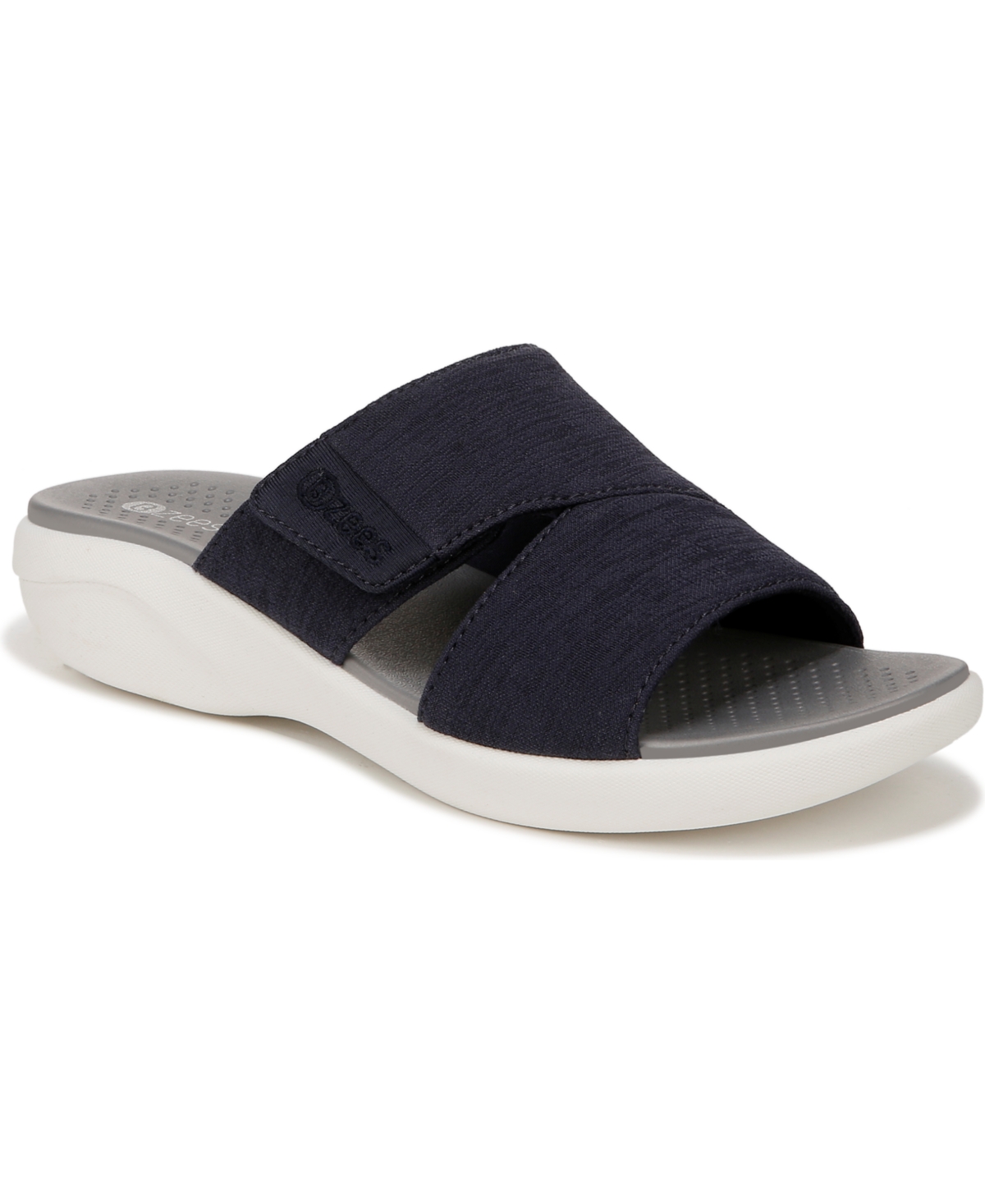 Shop Bzees Carefree Washable Slide Sandals In Navy Blue Fabric
