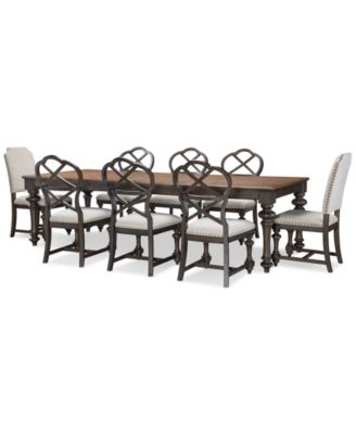 Mandeville 9 Piece Dining Set (Rectangular Table, 6 X-Back Chairs & 2 Upholstered Chairs)