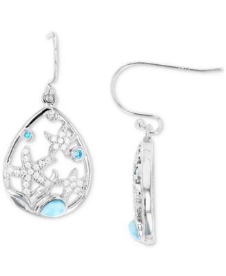 Macy's - Larimar & Cubic Zirconia Starfish Drop Earrings in Sterling Silver