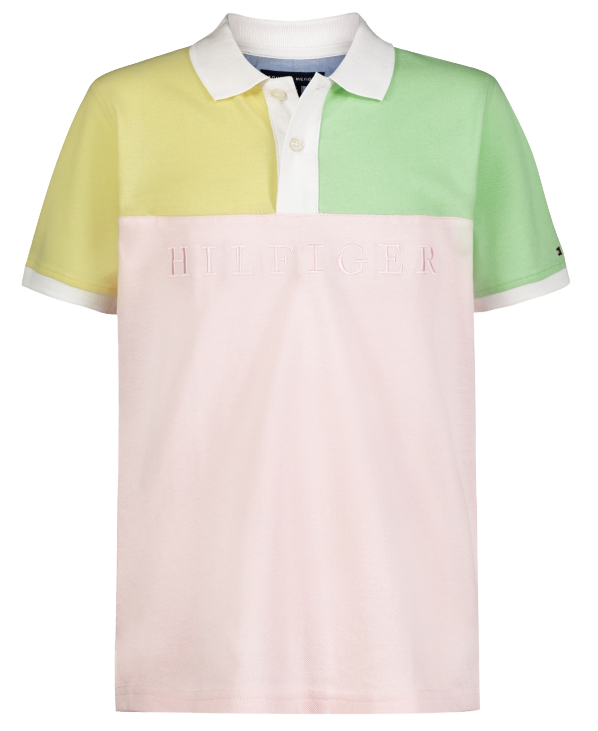 Shop Tommy Hilfiger Big Boys Split Striped Polo Shirt In Lemonade
