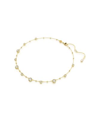 Round Cut, Scattered Design, White, Gold-Tone Imber Necklace