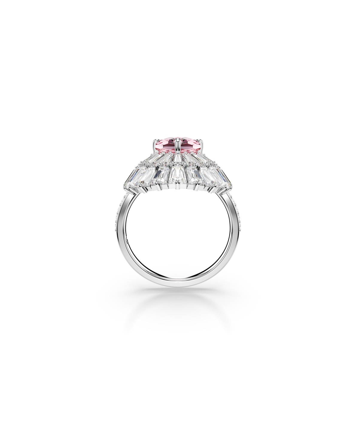 Swarovski Mixed Cuts, Shell, Rhodium Plated Idyllia Cocktail Ring - Pink