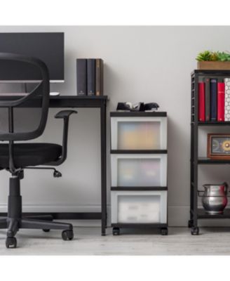 3 Drawer Rolling Storage Cart with Organizer Top, Black