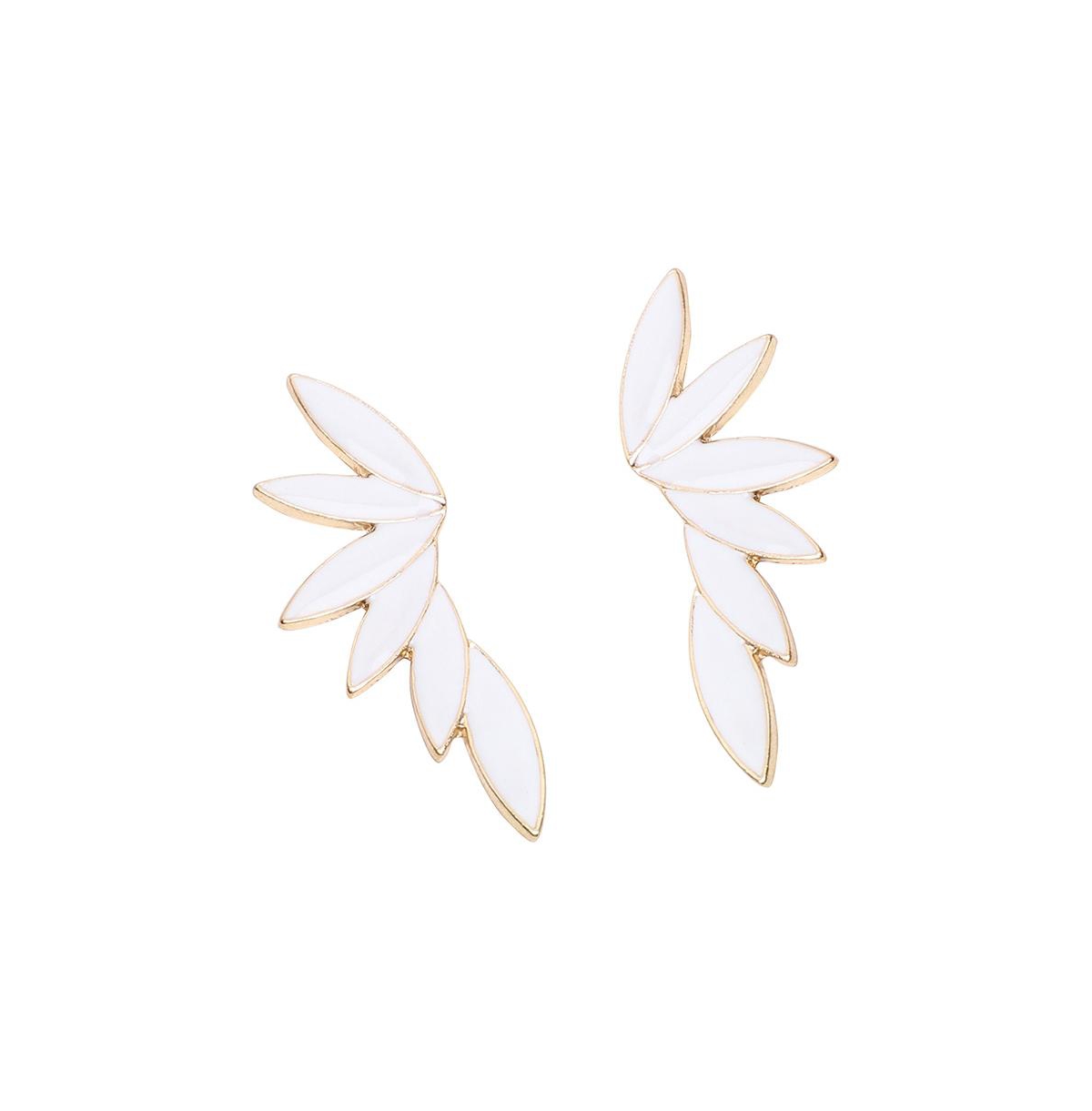 Women's White Wing Drop Earrings - White