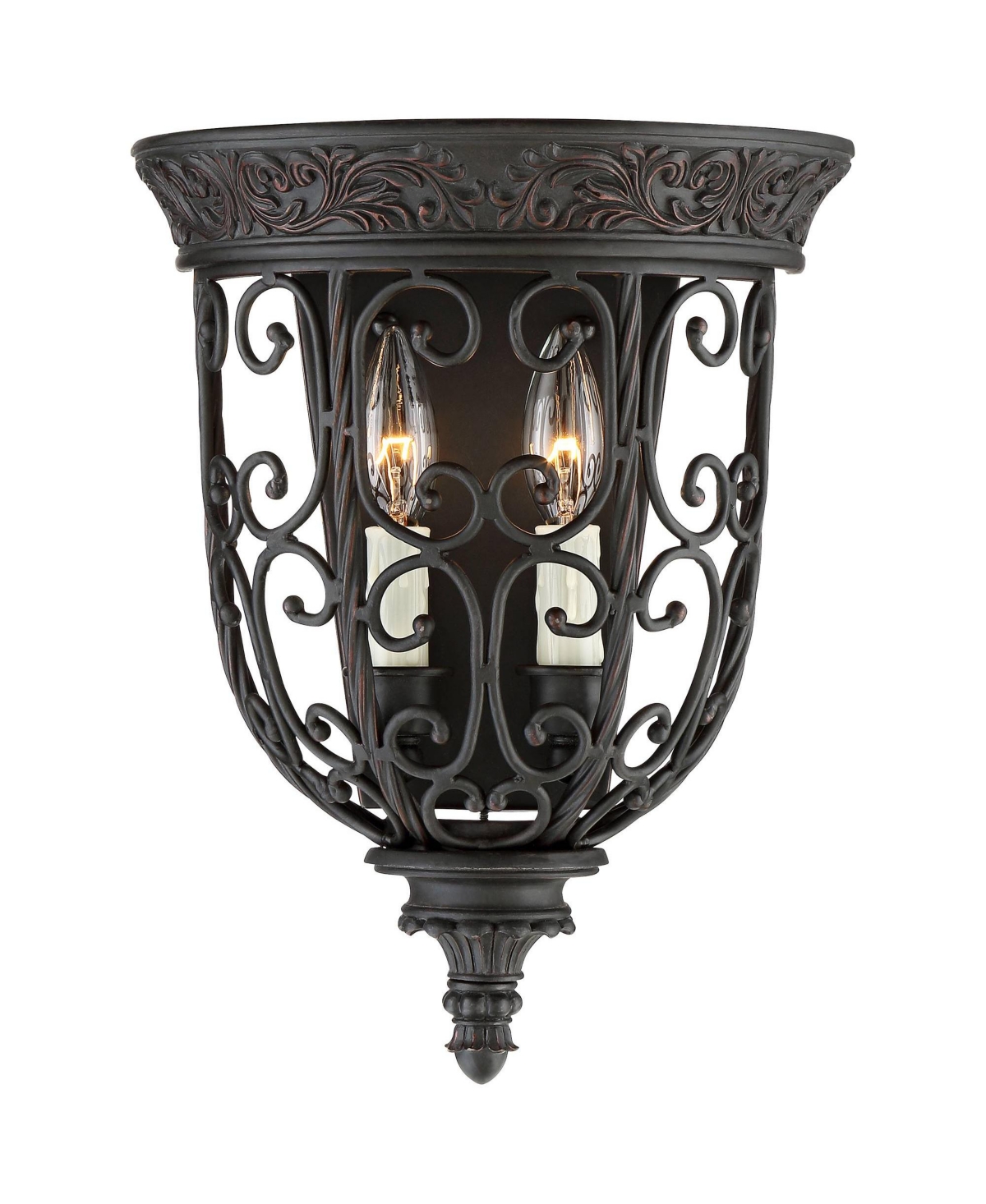 French Scroll Farmhouse Rustic Wall Light Sconce Rubbed Bronze Metal Hardwired 10 1/2